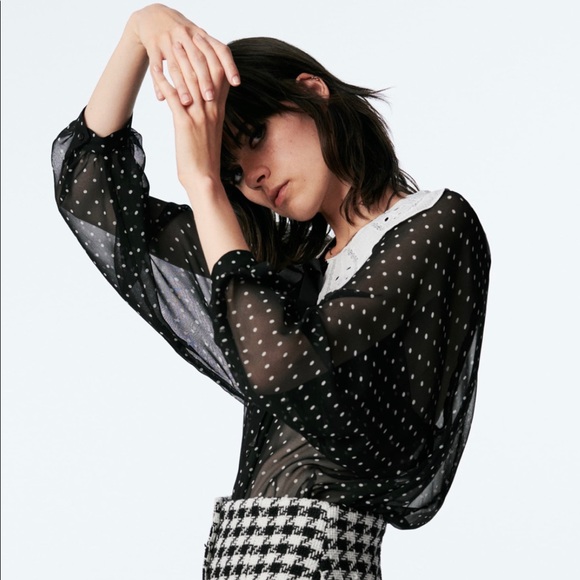 ZARA Polka Dot Blouse - Picture 10 of 16